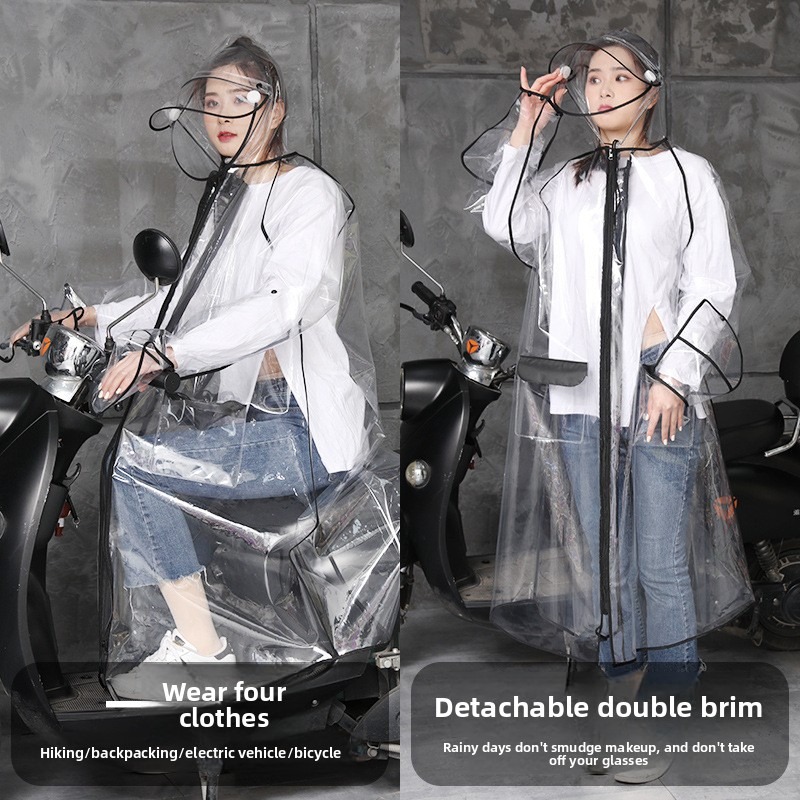 Transparent EVA Rain Poncho Ho - مراجعة Cycling Commute Rain وسعره