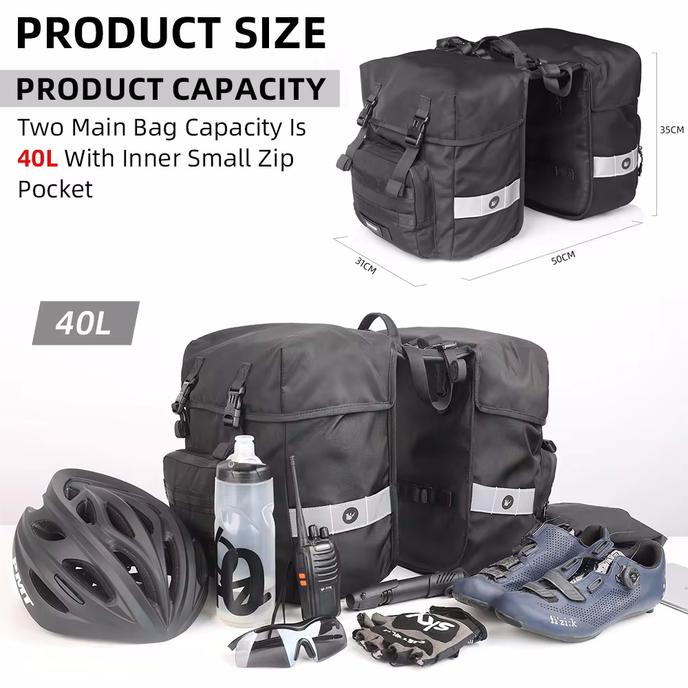 40L Bicycle Pannier Bag 2 in 1 - مراجعة Panniers Waterproof Rear وسعره