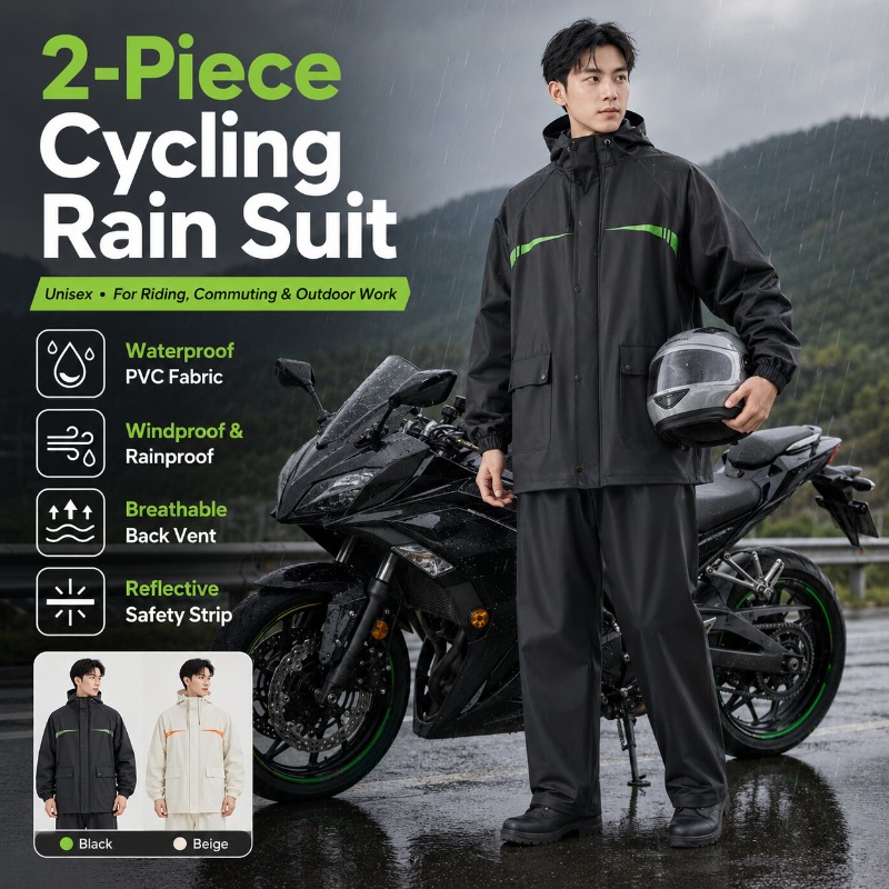 Unisex 2-Piece Waterproof Cycl - مراجعة Cycling Commute Rain وسعره
