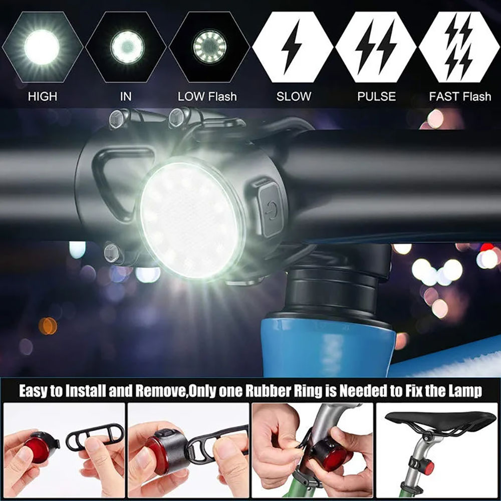USB Rechargeable Waterproof LE - مراجعة Bike Light Front Rear وسعره