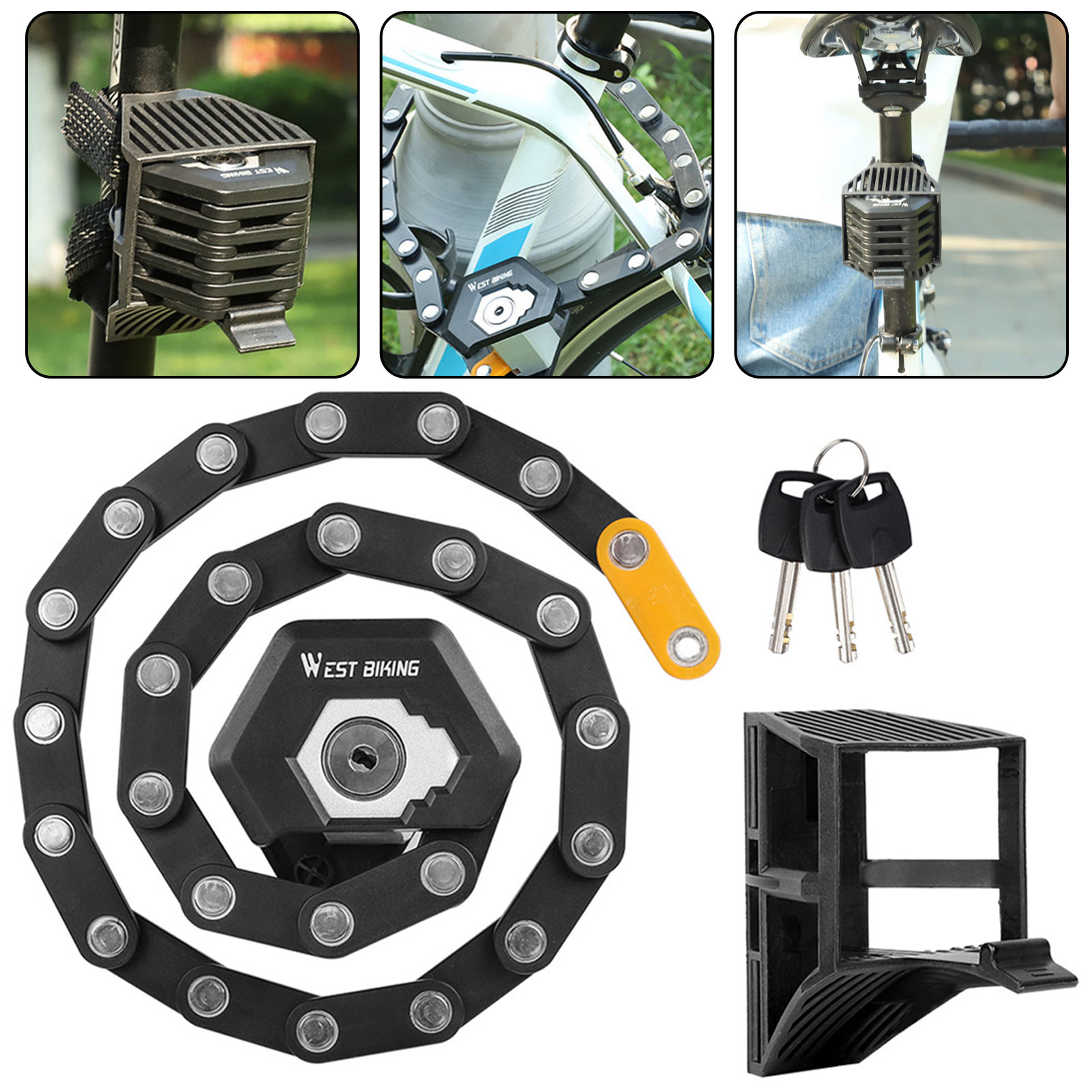 Portable Folding Chain Lock Fo - مراجعة Commuter Bike Lock وسعره