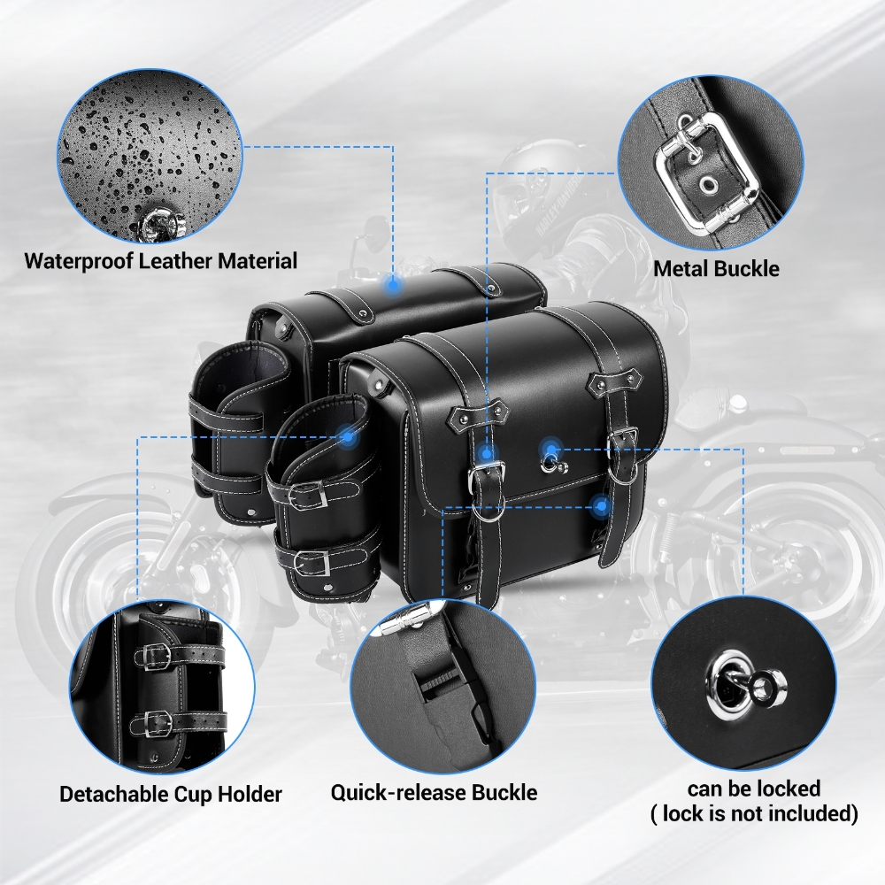 Motorcycle Saddlebags with Cup - مراجعة Panniers Waterproof Rear وسعره